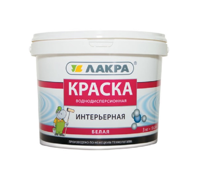 Краска водно-дисперсионная интерьерная белая 3кг Л-С Лакра