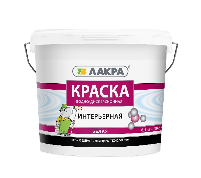 Краска водно-дисперсионная интерьерная белая 6,5кг Л-С Лакра