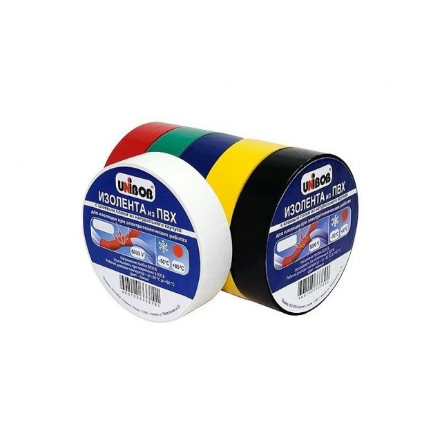 Изолента ПВХ 15мм х 20м синяя UNIBOB 59645