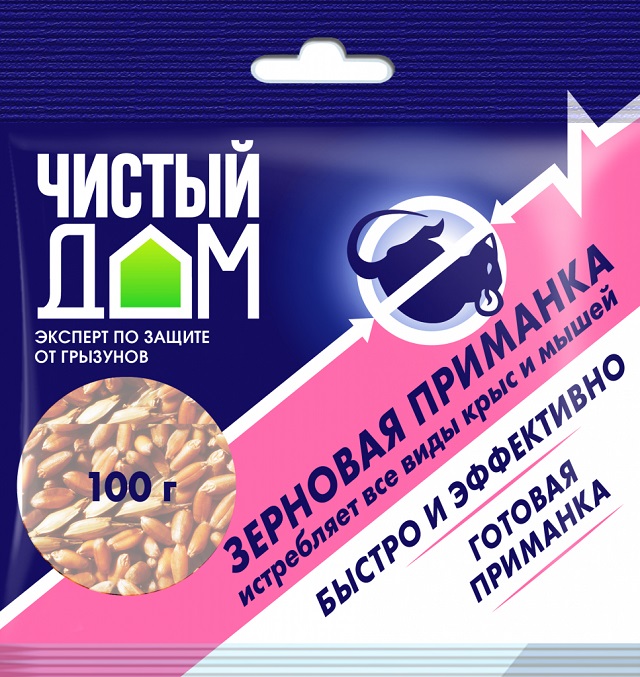 Зерновая приманка от мышей и крыс 100гр Чистый дом