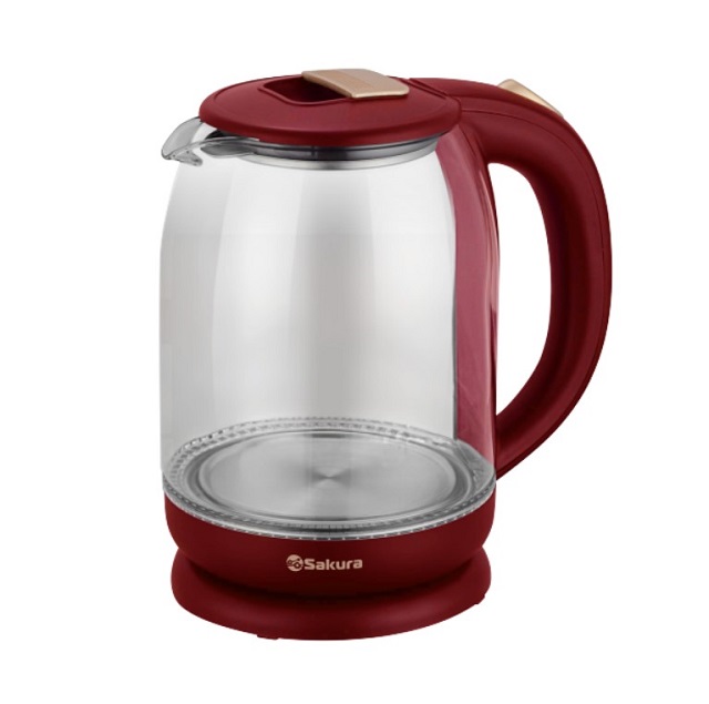 Чайник электрический стеклянный 1,8л SAKURA SA -2709R бордовый