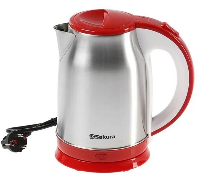 Чайник электрический SAKURA  1,8л метал SA -2147ВР нерж+крас.дно