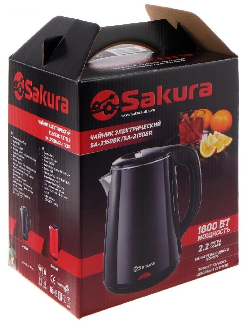 Чайник электрический металлический 2.2л SAKURA SA -2150 WBG