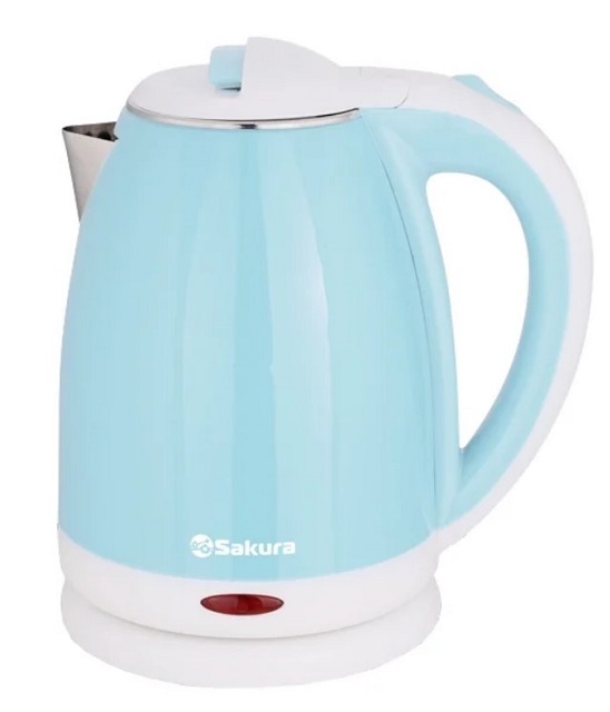 Чайник электрический металлический 1,8л SAKURA  SA -2138ВL голубой+белое дно