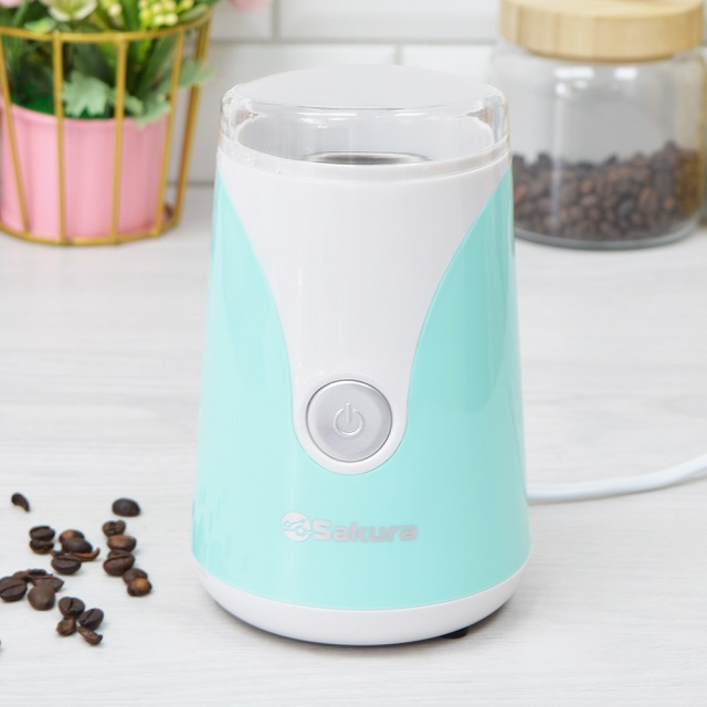 Кофемолка электрическая SAKURA SA- 6157BL  150Вт бело-бирюзовая