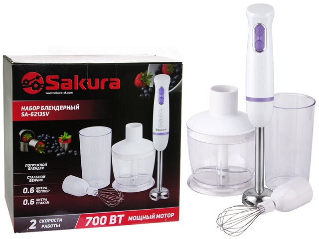 Блендер_комбайн электрический ручной SAKURA 700Вт SA-6213SV 2 скорости