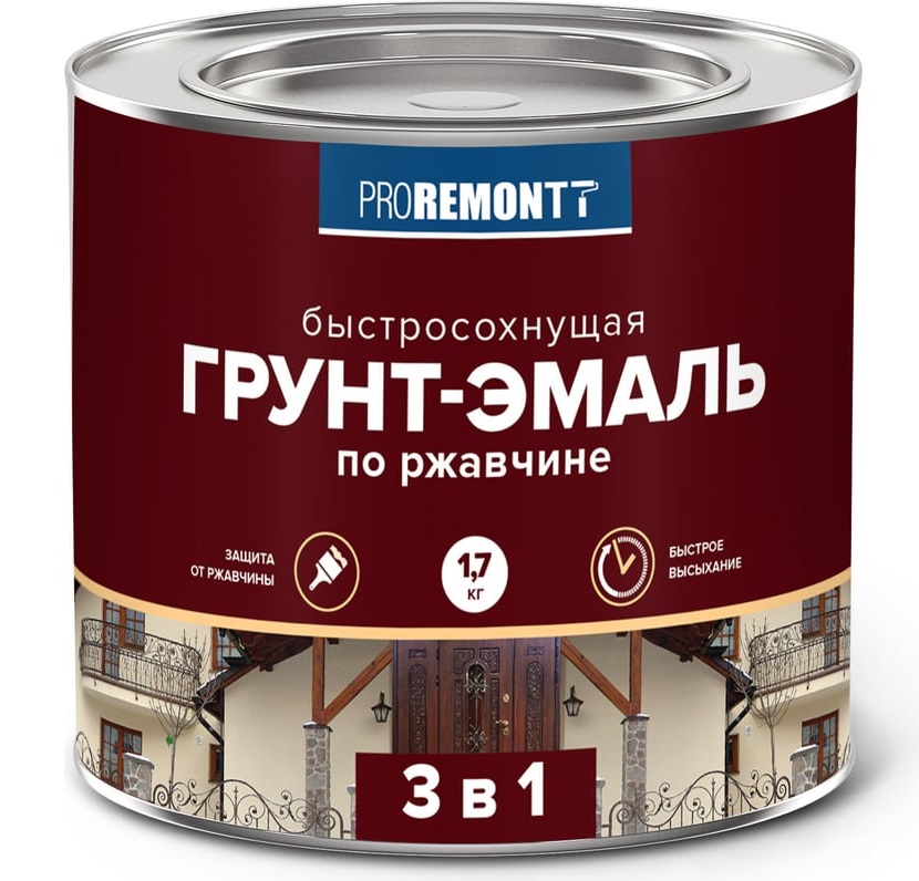 Грунт-эмаль 3 в 1 PROFREMONTT быстросохнущая матовая серая 1,7кг Лакра