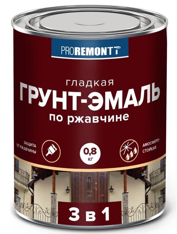 Грунт-эмаль 3 в 1 PROFREMONTT быстросохнущая матовая серая 0,8кг Лакра
