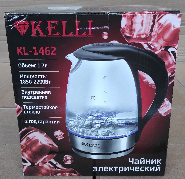 Чайник электрический стеклянный  1,7л 2,2кВт КL-1462 KELLI