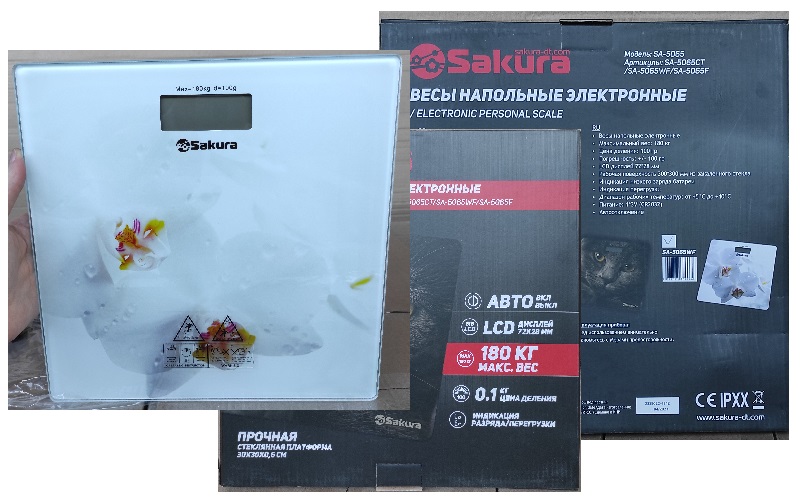 Весы напольные электроннные Sacura SA-5065WF 180кг орхидея